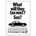 Porsche Tax Vintage Poster Ad