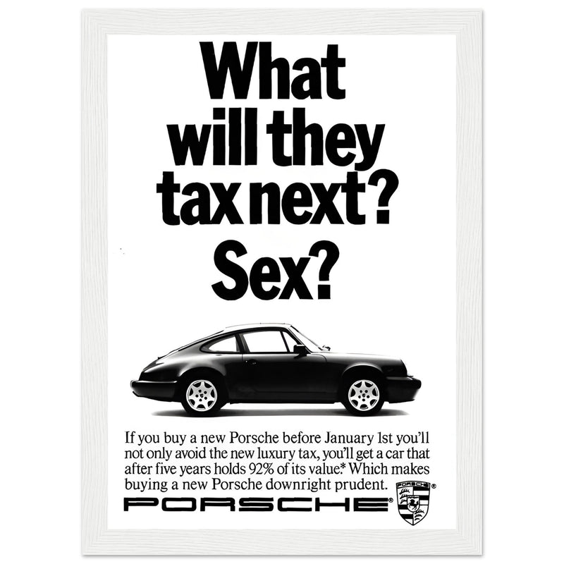 Porsche Tax Vintage Poster Ad