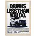 Land Rover Defender Drinks Less Than You Do Vintage Poster Ad