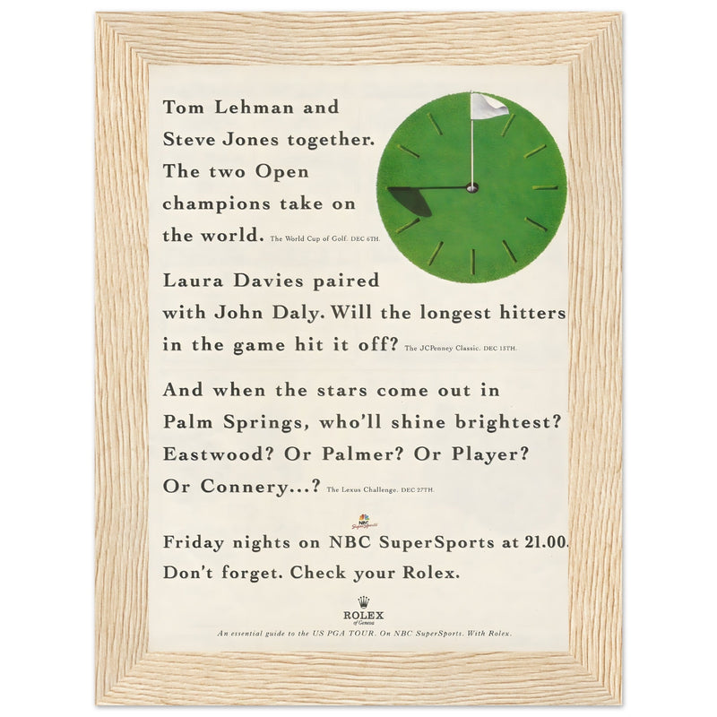 Rolex World Cup Of Golf Vintage Poster Ad
