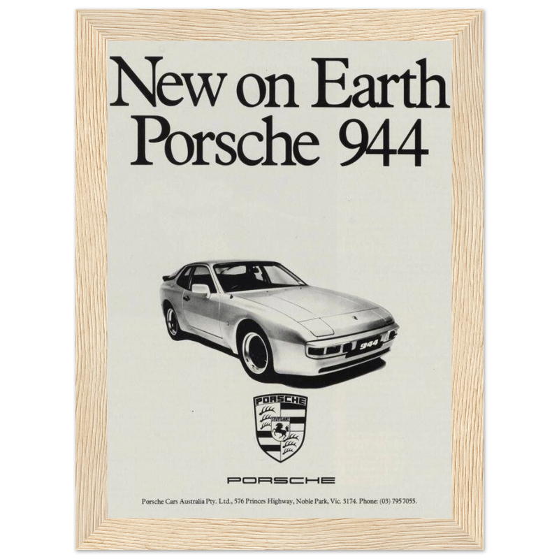 Porsche 944 New on Earth Vintage Poster Ad