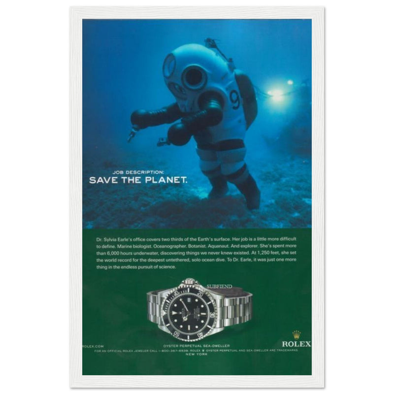 Rolex Sea-Dweller Save The Planet Vintage Poster Ad
