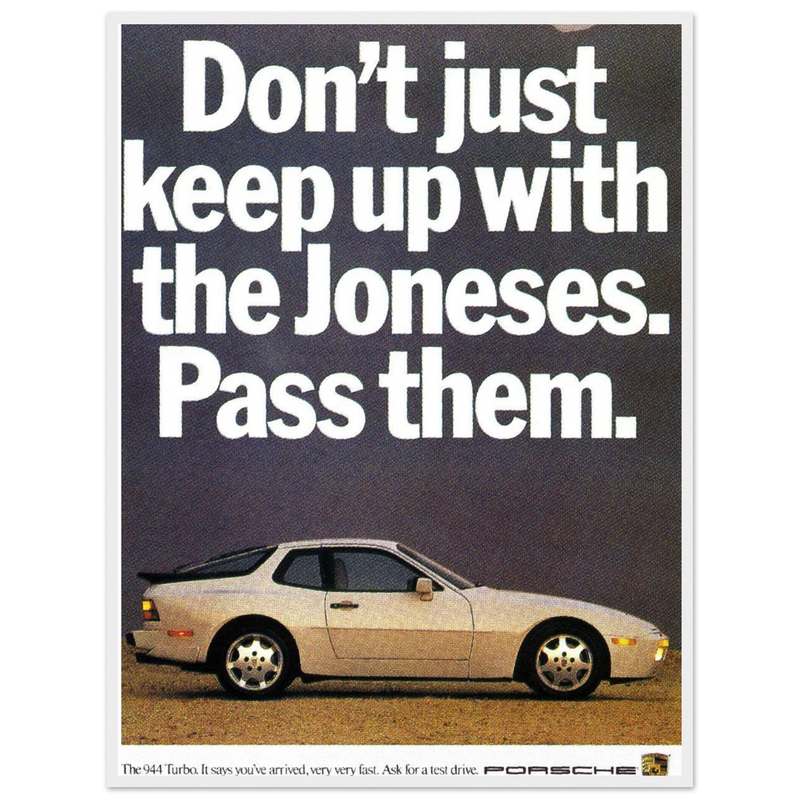 Porsche Turbo 944 Vintage Ad Poster
