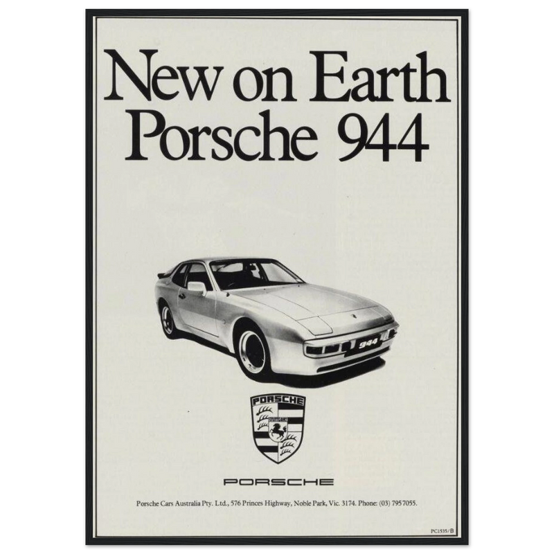 Porsche 944 New on Earth Vintage Poster Ad