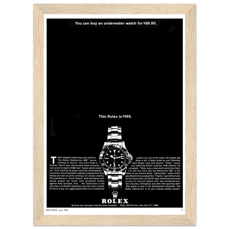 Rolex Submariner Vintage Poster Ad