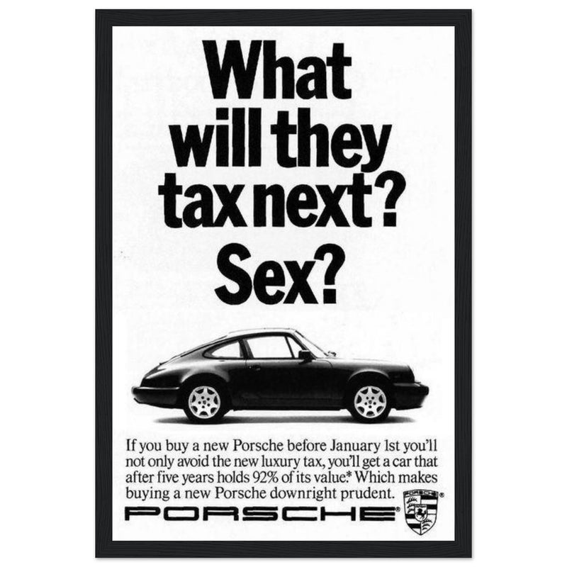 Porsche Tax Vintage Poster Ad
