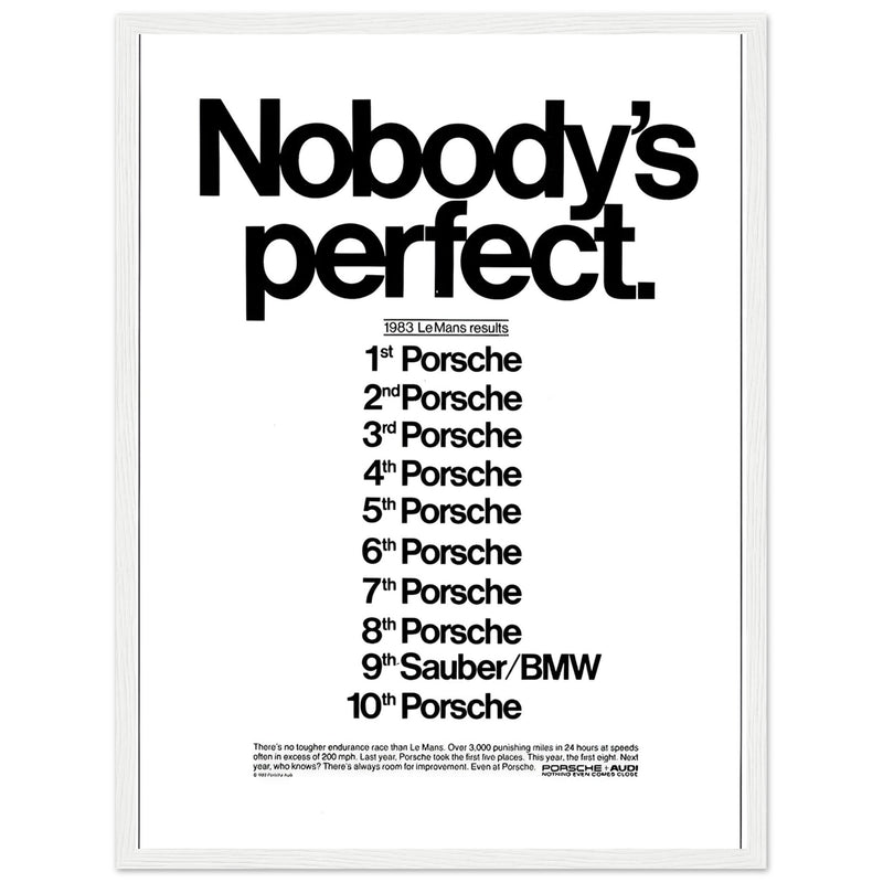 Porsche Nobody's Perfect Le Man Vintage Poster Ad