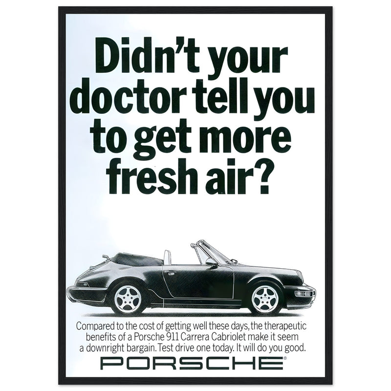 Porsche 911 Fresh Air Vintage Poster Ad