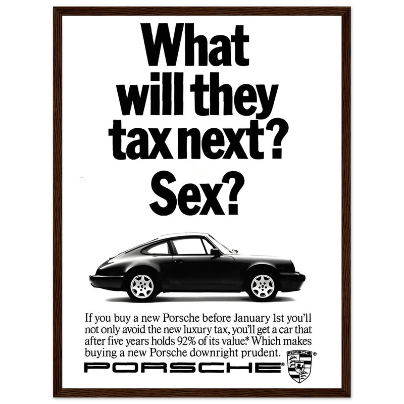Porsche Tax Vintage Poster Ad
