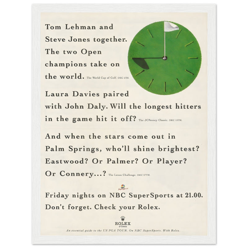 Rolex World Cup Of Golf Vintage Poster Ad