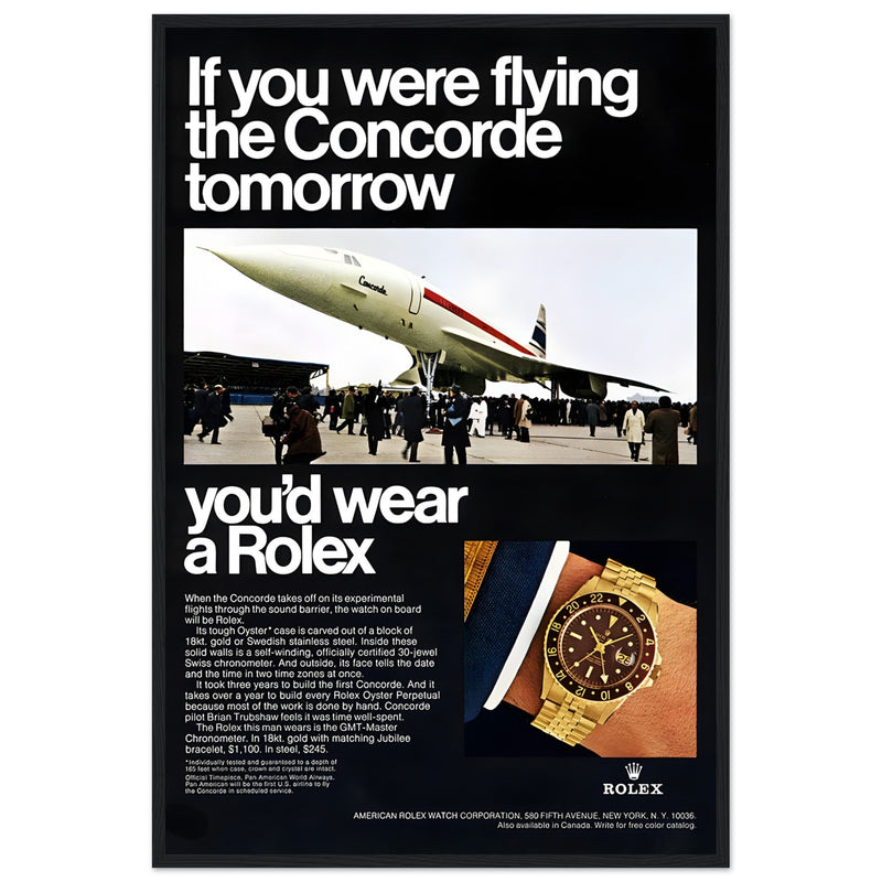 Rolex Oyster Perpetual Concorde Vintage Poster Ad