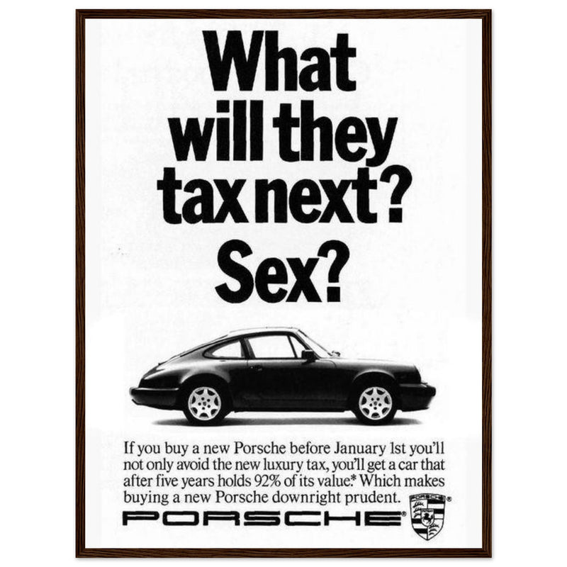 Porsche Tax Vintage Poster Ad