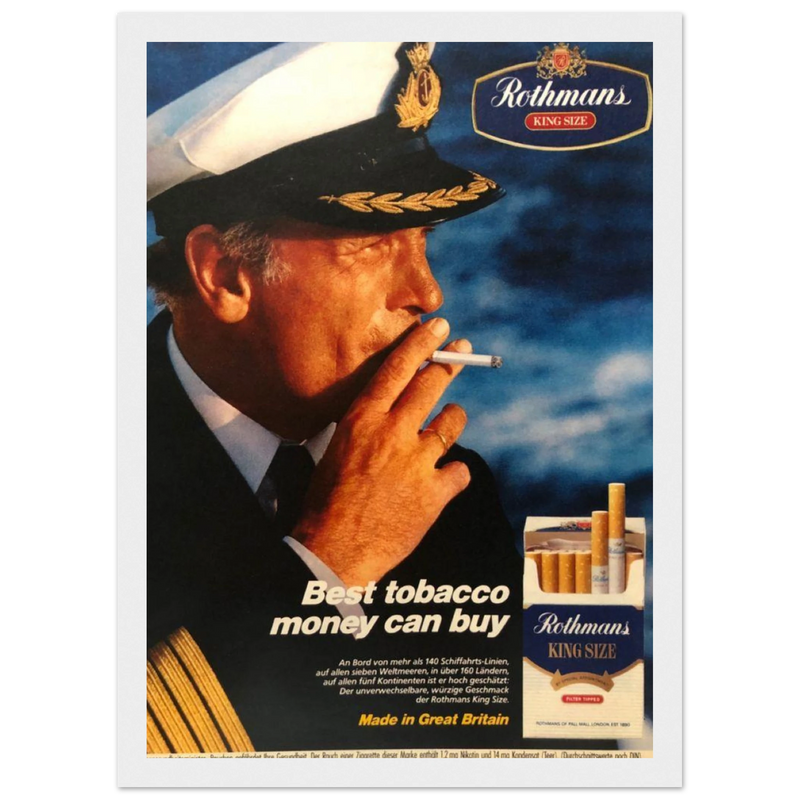 Rothmans King Size Best Tobacco Money Can Buy Vintage Poster Ad