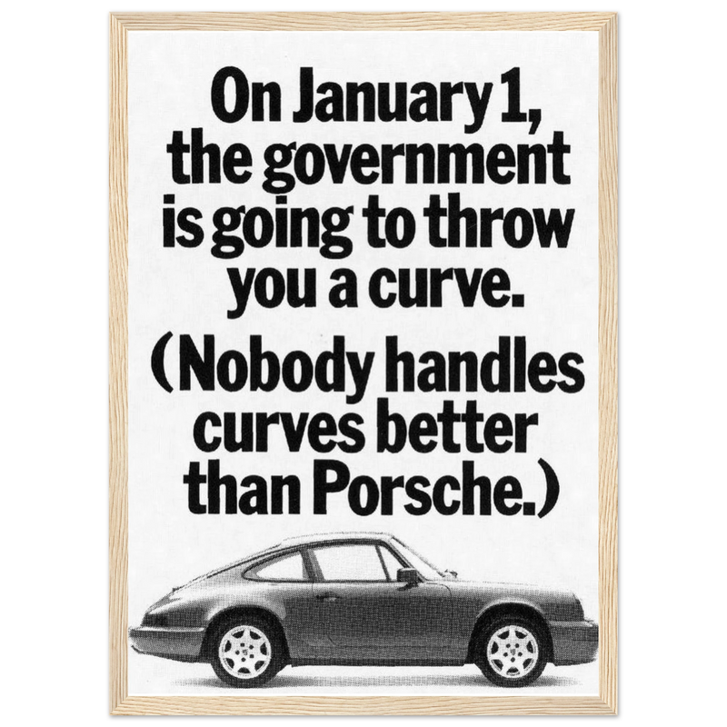 Porsche 911 Nobody Handles Curves Better Vintage Poster Ad