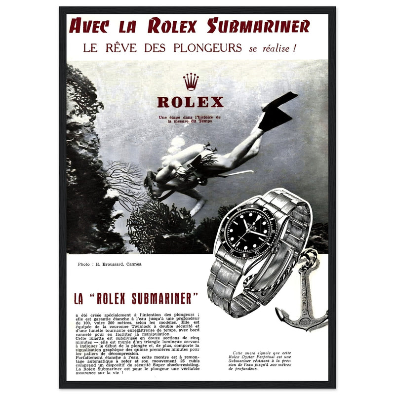 Avec La Rolex Submariner Vintage Poster Ad – Ad Art