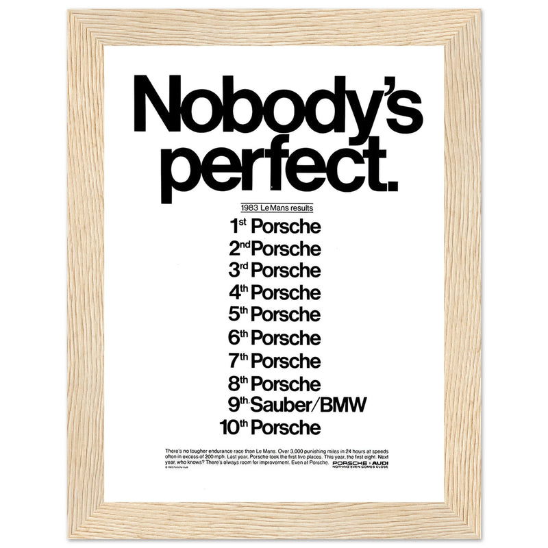 Porsche Nobody's Perfect Le Man Vintage Poster Ad