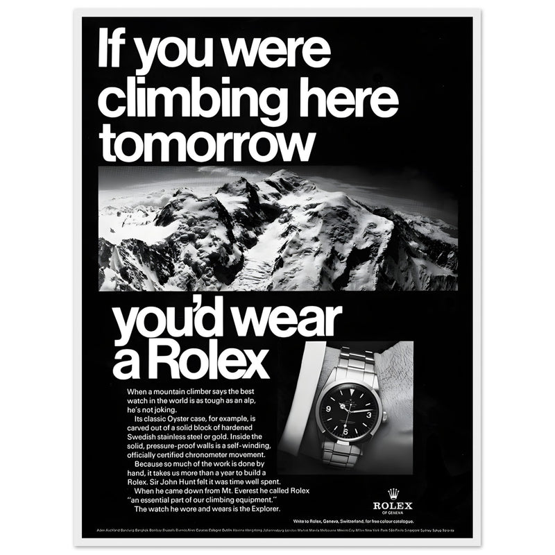 Rolex Explorer Everest Vintage Poster Ad