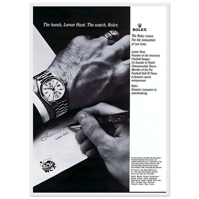 Rolex Lamar Hunt Vintage Poster Ad