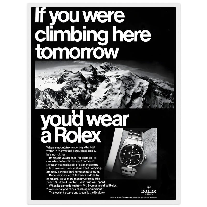 Rolex Explorer Everest Vintage Poster Ad