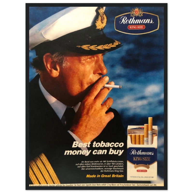 Rothmans King Size Best Tobacco Money Can Buy Vintage Poster Ad