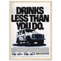 Land Rover Defender Drinks Less Than You Do Vintage Poster Ad