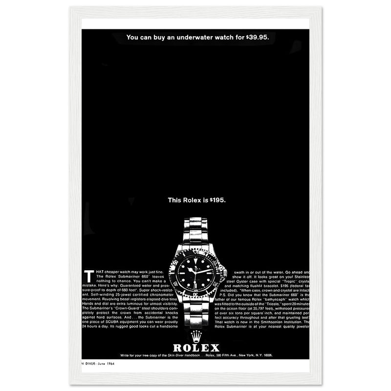 Rolex Submariner Vintage Poster Ad