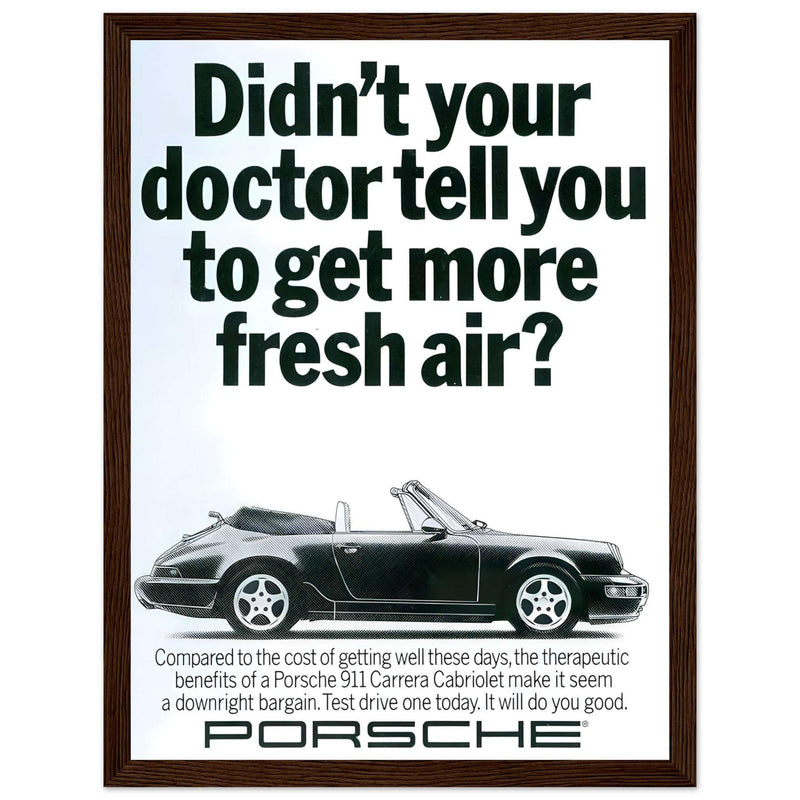 Porsche 911 Fresh Air Vintage Poster Ad