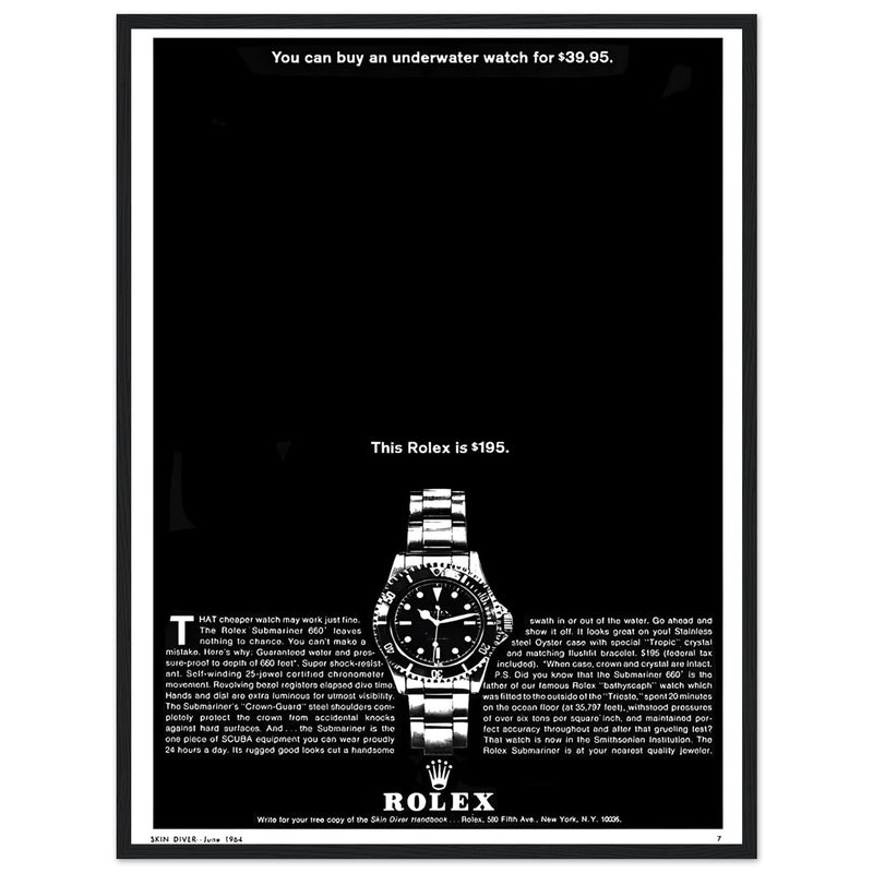 Rolex Submariner Vintage Poster Ad