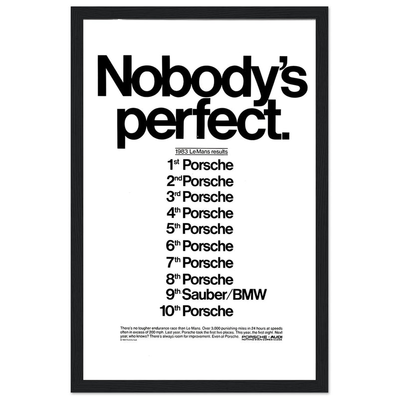 Porsche Nobody's Perfect Le Man Vintage Poster Ad