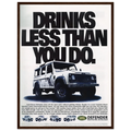 Land Rover Defender Drinks Less Than You Do Vintage Poster Ad