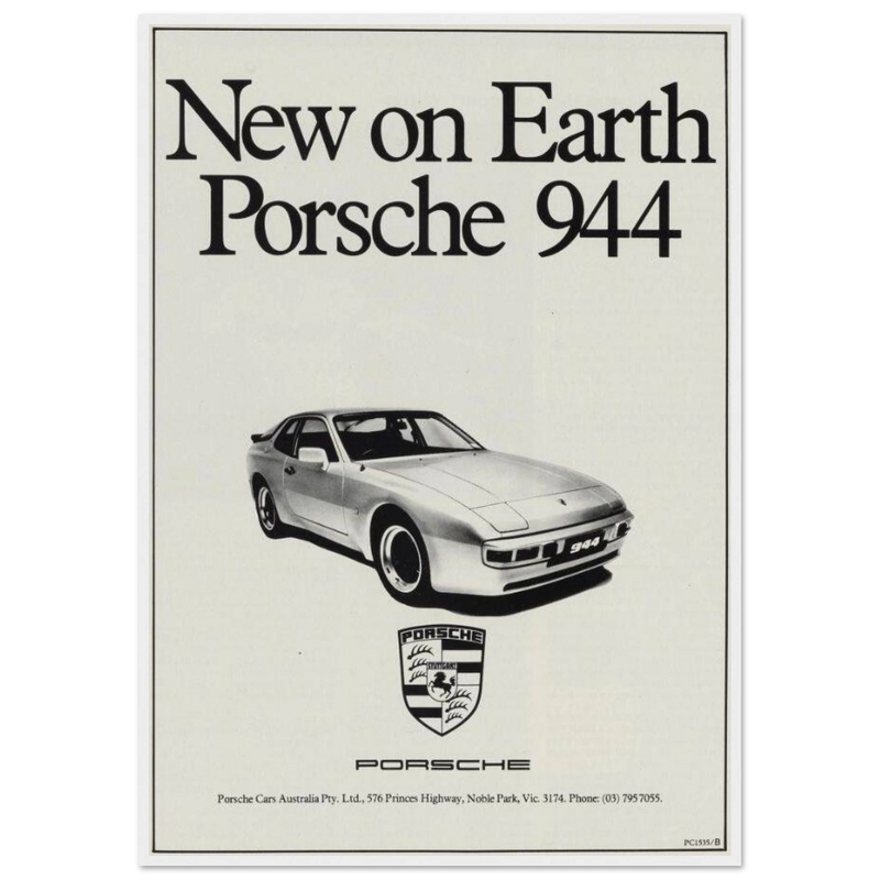 Porsche 944 New on Earth Vintage Poster Ad