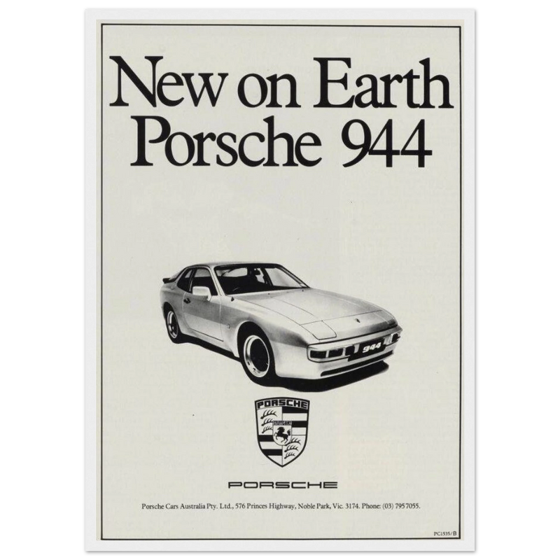 Porsche 944 New on Earth Vintage Poster Ad