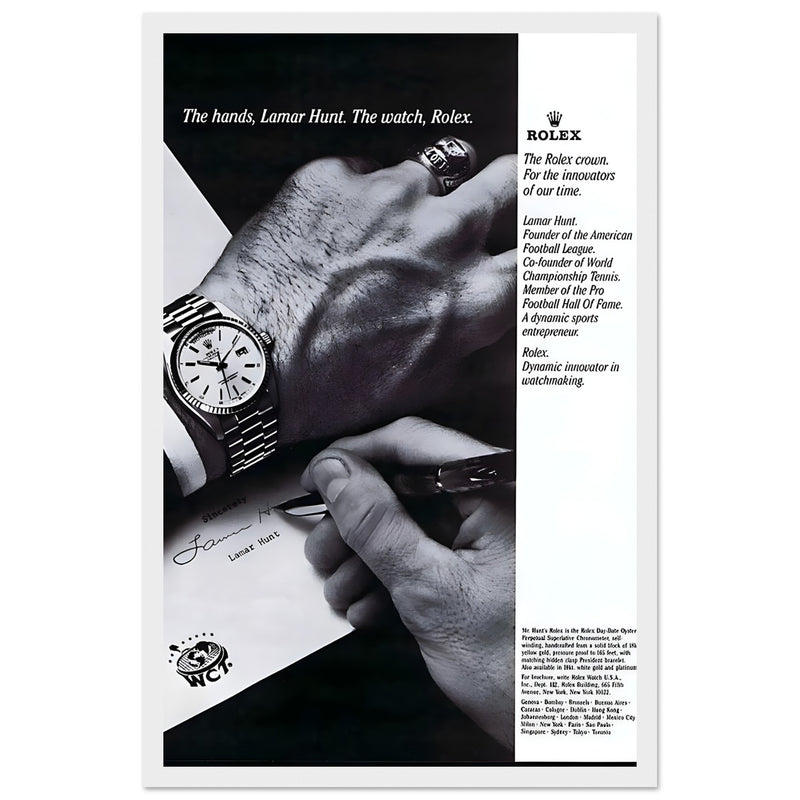 Rolex Lamar Hunt Vintage Poster Ad
