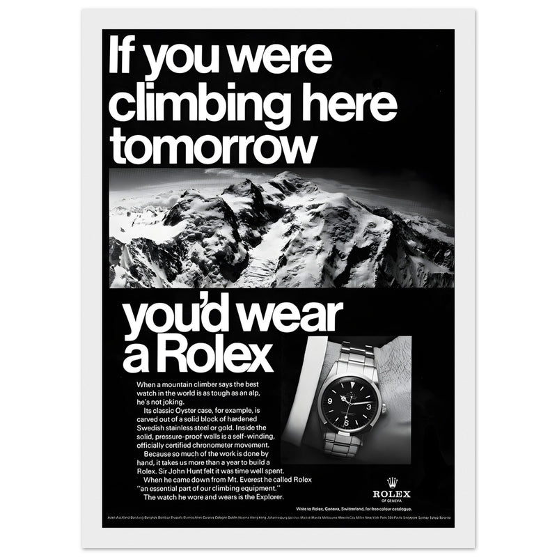 Rolex Explorer Everest Vintage Poster Ad