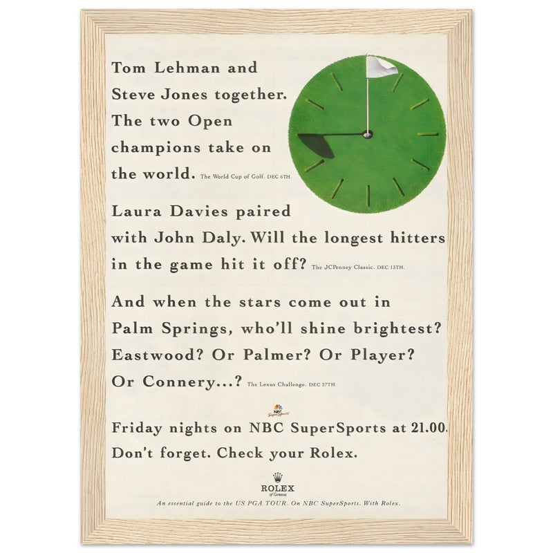 Rolex World Cup Of Golf Vintage Poster Ad