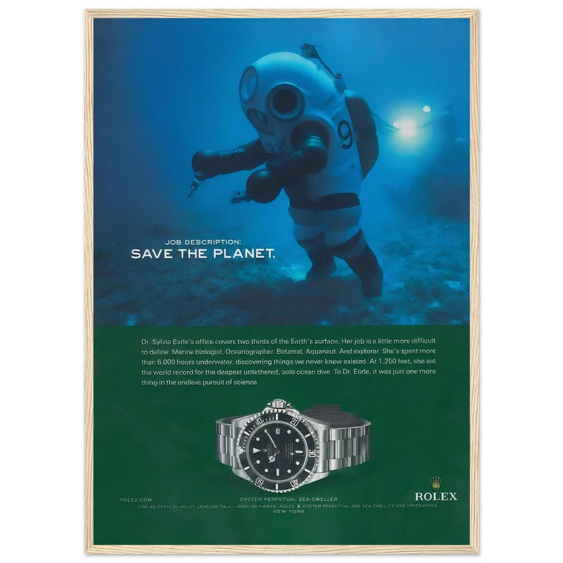 Rolex Sea-Dweller Save The Planet Vintage Poster Ad