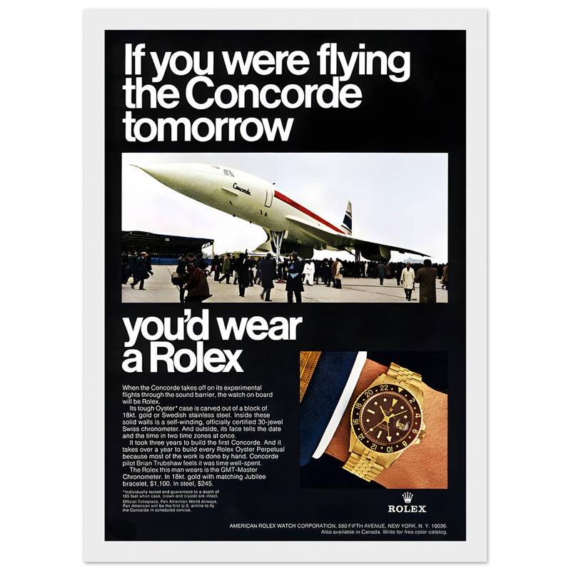 Rolex Oyster Perpetual Concorde Vintage Poster Ad
