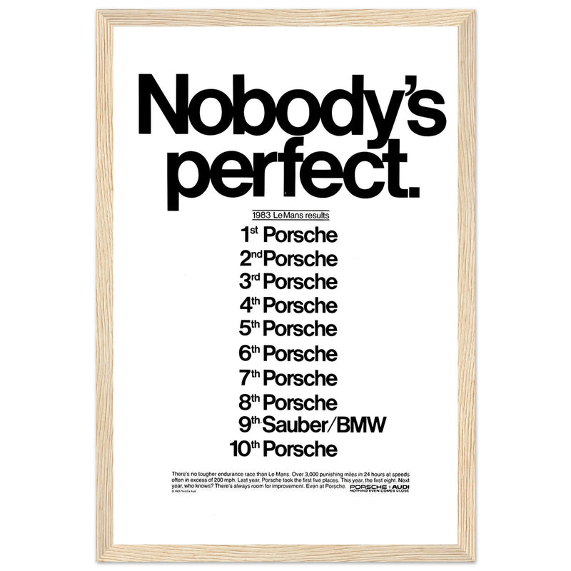 Porsche Nobody's Perfect Le Man Vintage Poster Ad