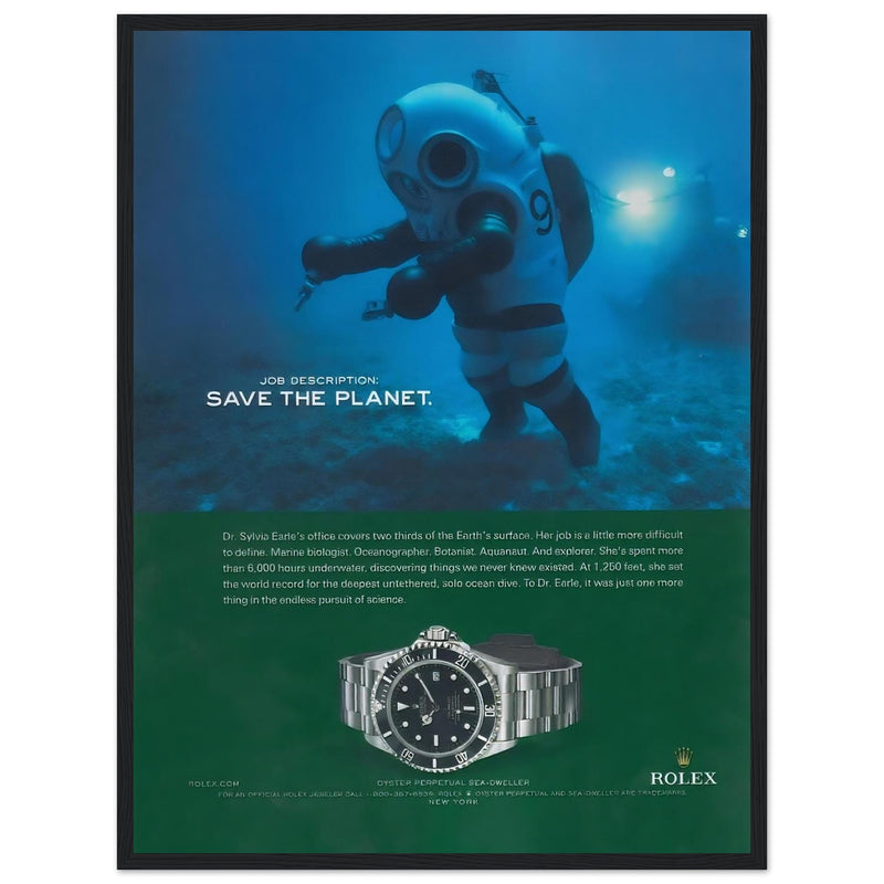 Rolex Sea-Dweller Save The Planet Vintage Poster Ad