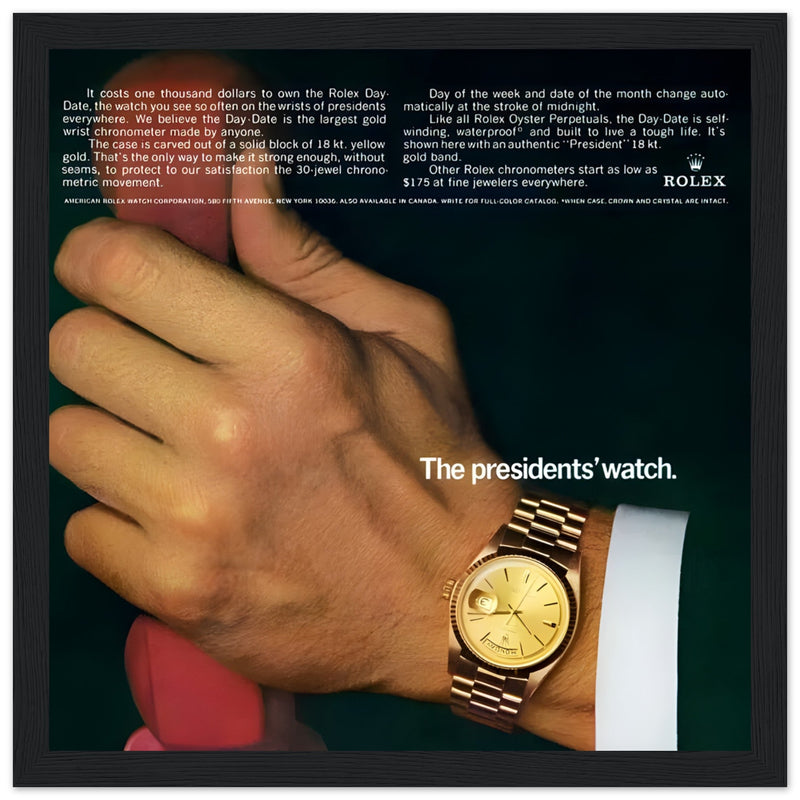 Rolex Day-Date The President's Watch Vintage Poster Ad