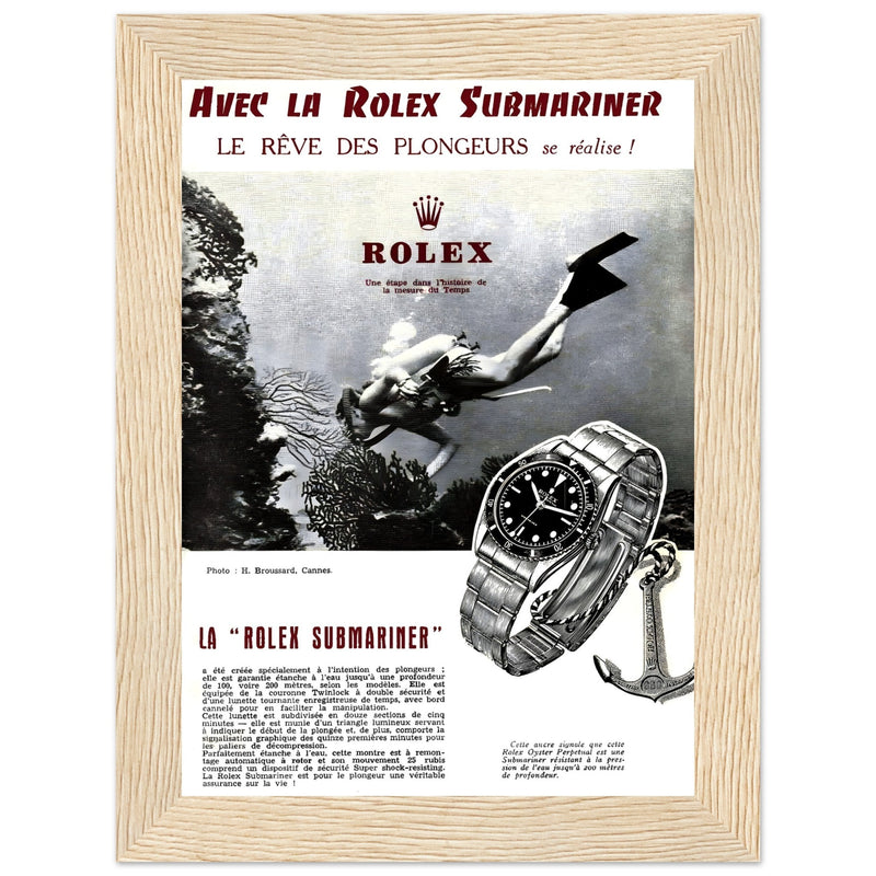 Avec La Rolex Submariner Vintage Poster Ad