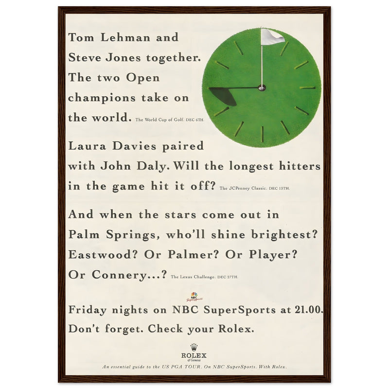 Rolex World Cup Of Golf Vintage Poster Ad