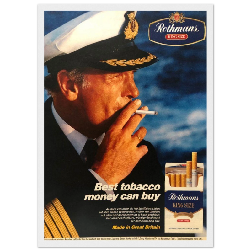 Rothmans King Size Best Tobacco Money Can Buy Vintage Poster Ad