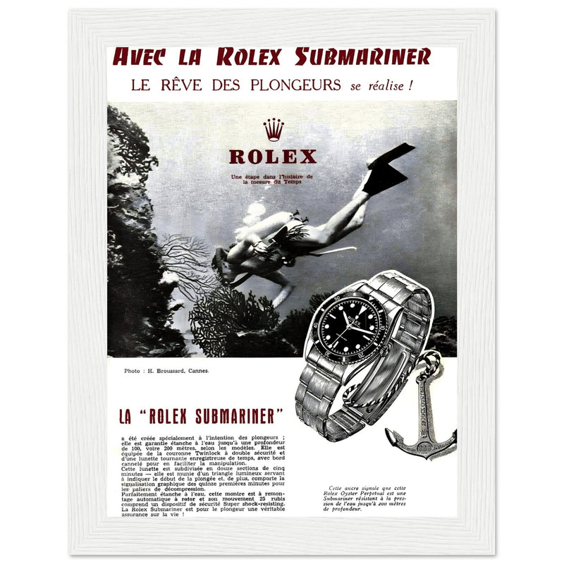 Avec La Rolex Submariner Vintage Poster Ad