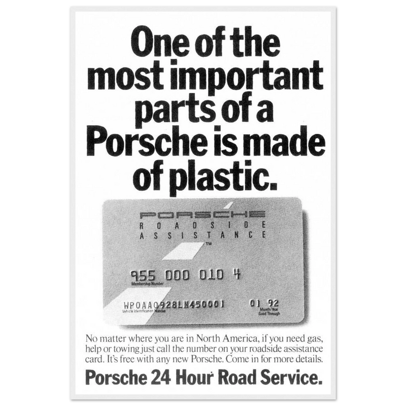Porsche - 24 Hour Road Service Vintage Poster Ad