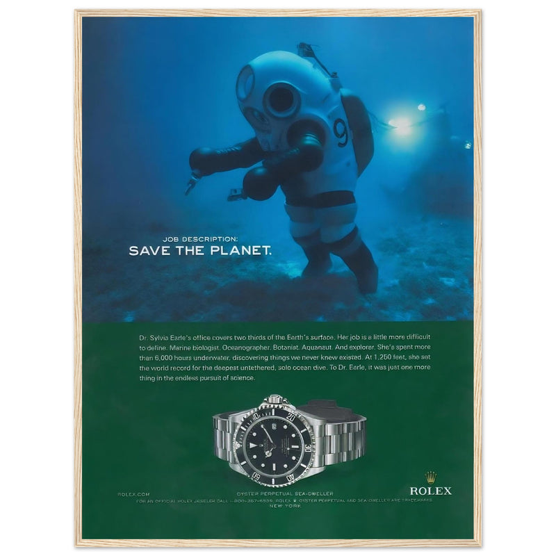Rolex Sea-Dweller Save The Planet Vintage Poster Ad