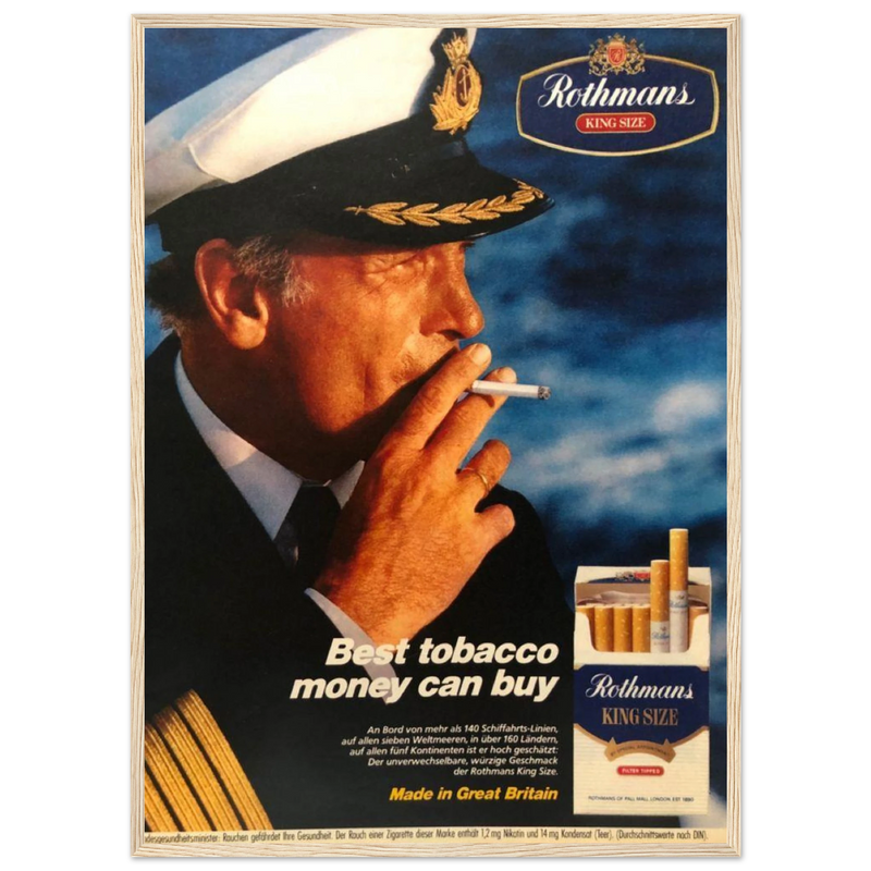 Rothmans King Size Best Tobacco Money Can Buy Vintage Poster Ad