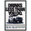Land Rover Defender Drinks Less Than You Do Vintage Poster Ad