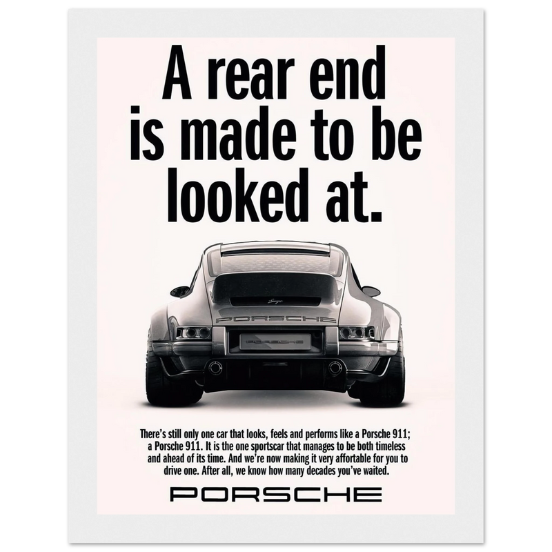 Porsche 911 Vintage Poster - Rear End