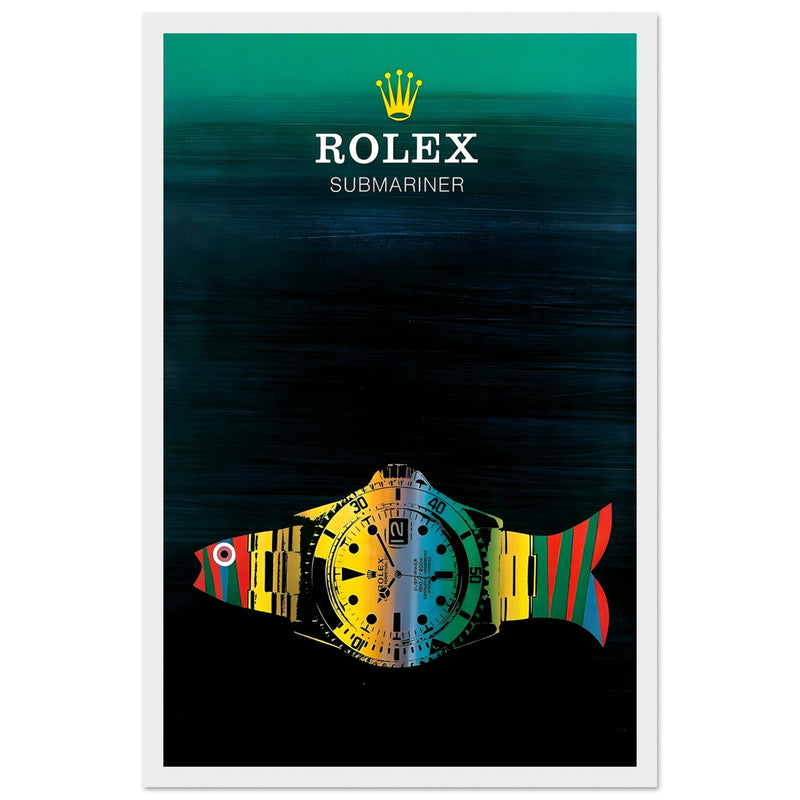 Rolex Submariner Fish Vintage Poster Ad - Premium Matte Paper